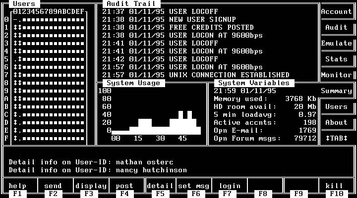 MBBS for UNIX console SUMMARY screen